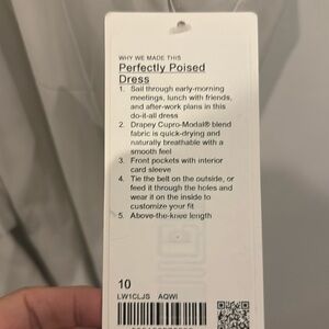 Lululemon Perfectly Poised dress, never worn, tag still on dress.